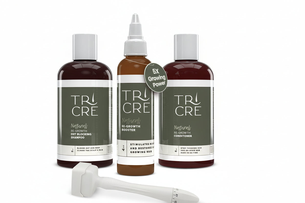All-natural Regrowth Bundle designed to reduce shedding, block DHT, and support fuller, thicker hair
